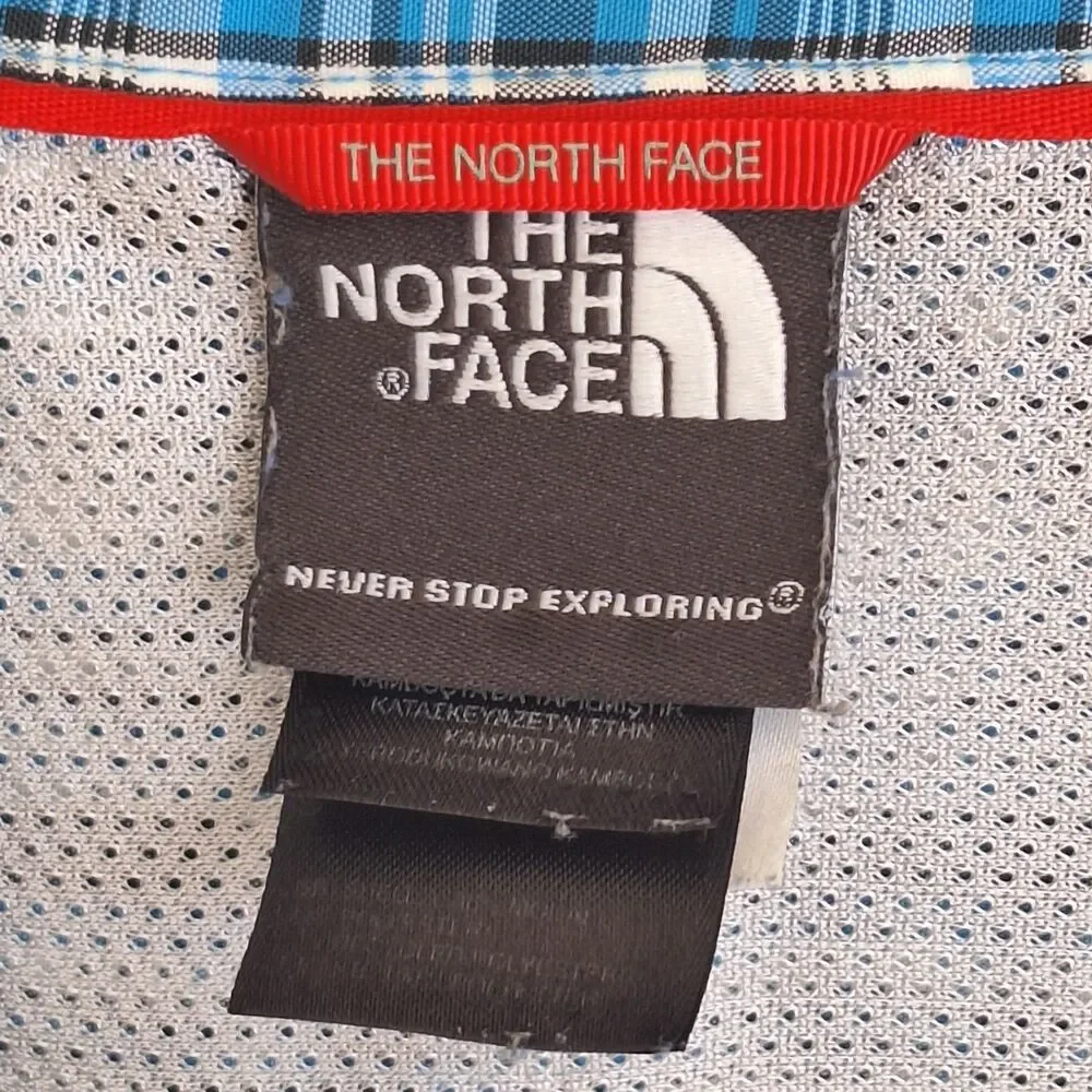 The North Face Short Sleeve Woven Shirt Mens XXL Button Up Plaid Blue 2XL